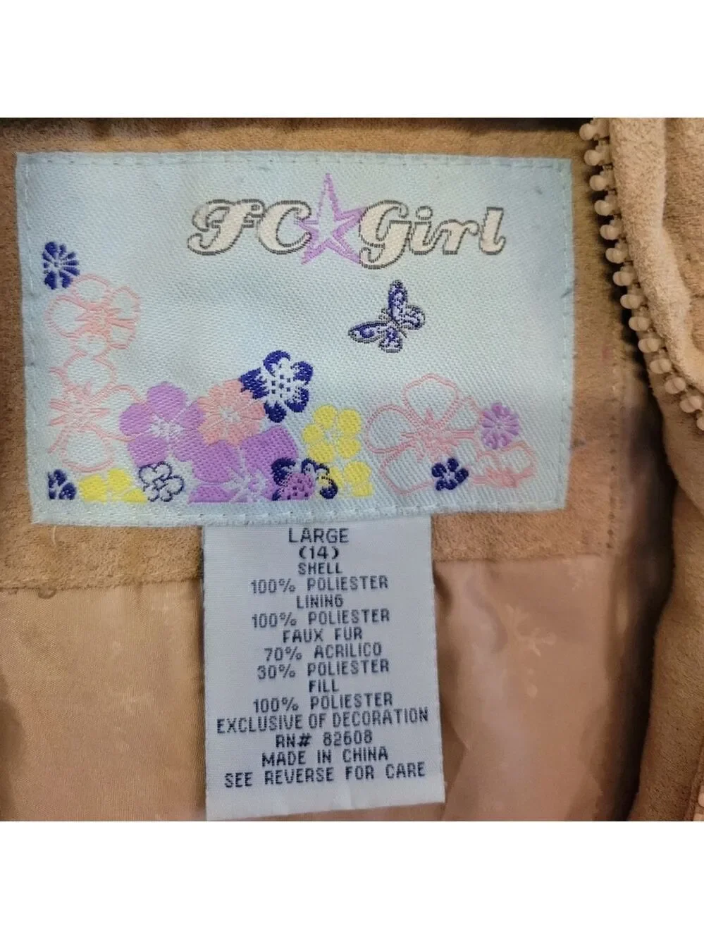 Brown Faux Fur Trim Coat Size 14 Large